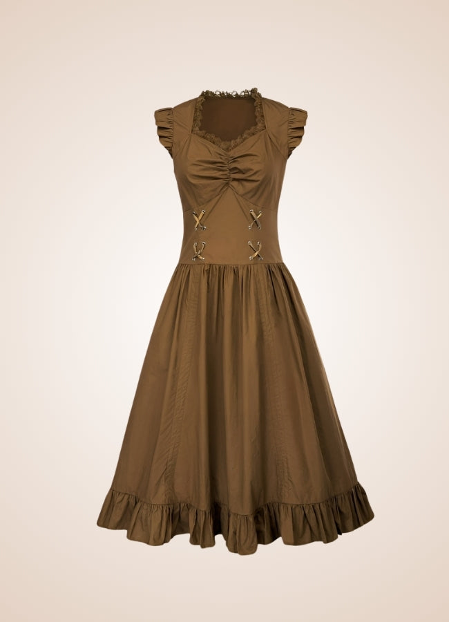 Elegant V Neck Steampunk Dress - Steampunk Australia