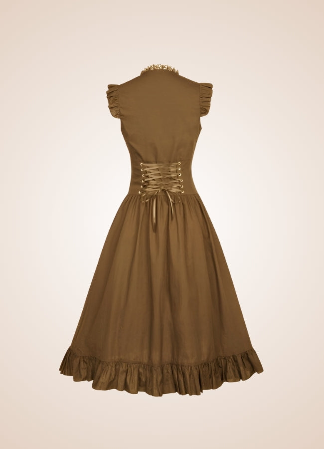 Elegant V Neck Steampunk Dress - Steampunk Australia