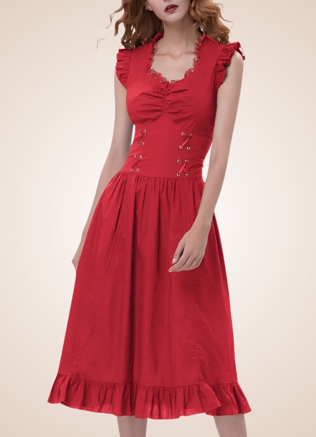 Elegant V Neck Steampunk Dress - Steampunk Australia