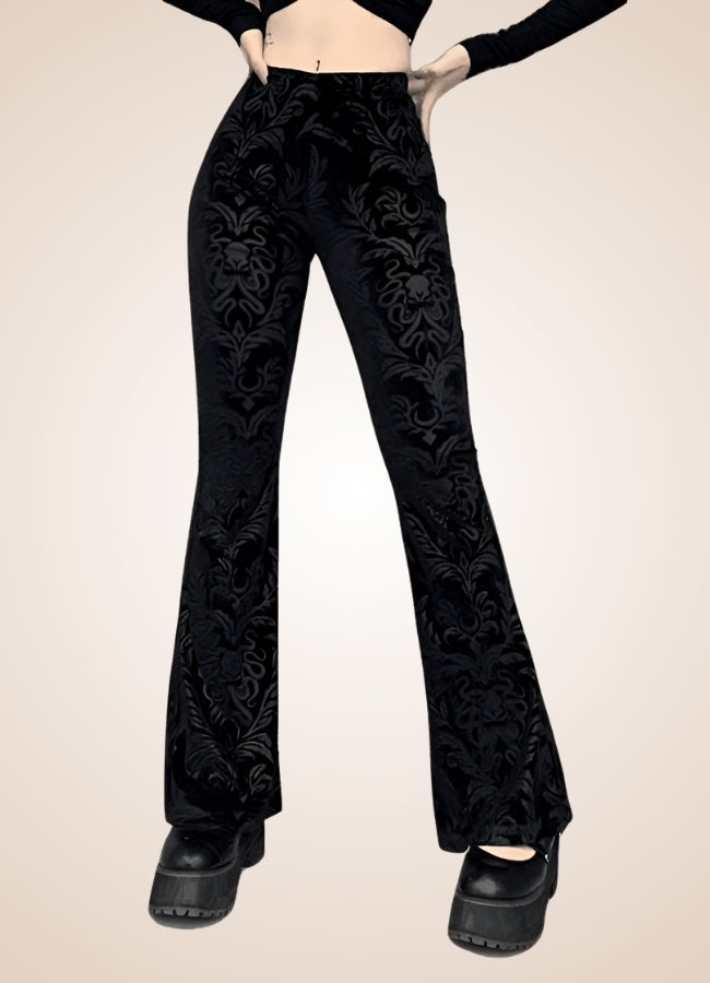 Gothic High Waist Jacquard Pants - Steampunk Australia