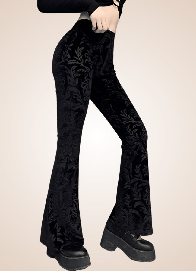 Gothic High Waist Jacquard Pants - Steampunk Australia