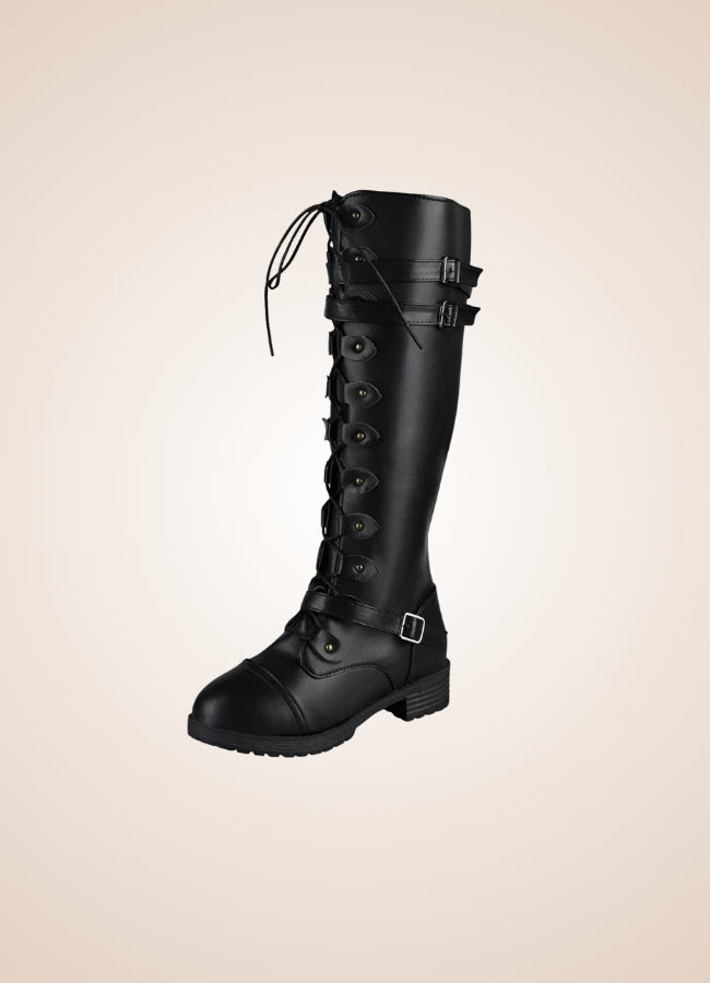 Gothic Knee High Lace Up Boots - Steampunk Australia