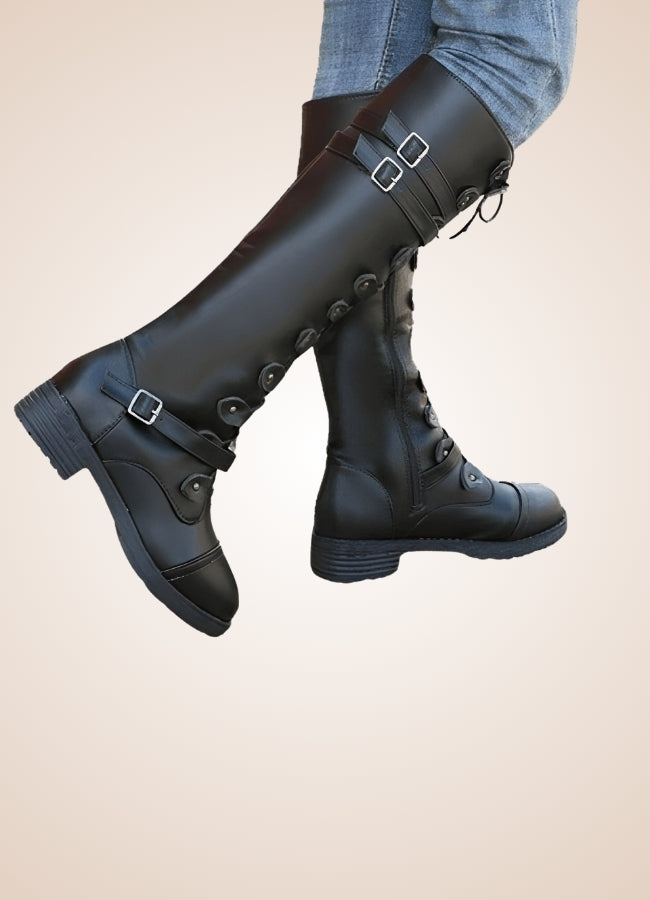 Gothic Knee High Lace Up Boots - Steampunk Australia