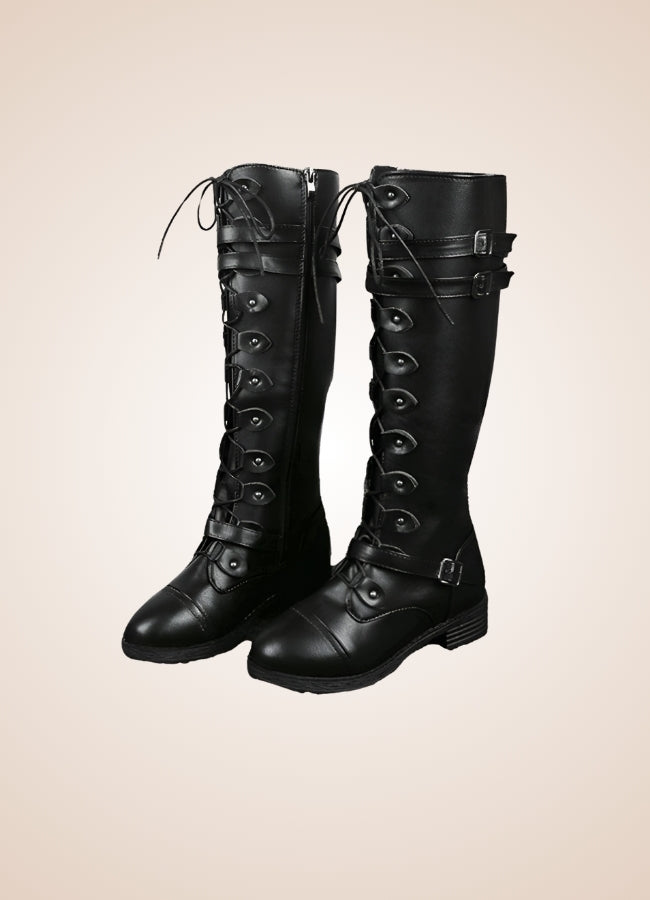 Gothic Knee High Lace Up Boots - Steampunk Australia