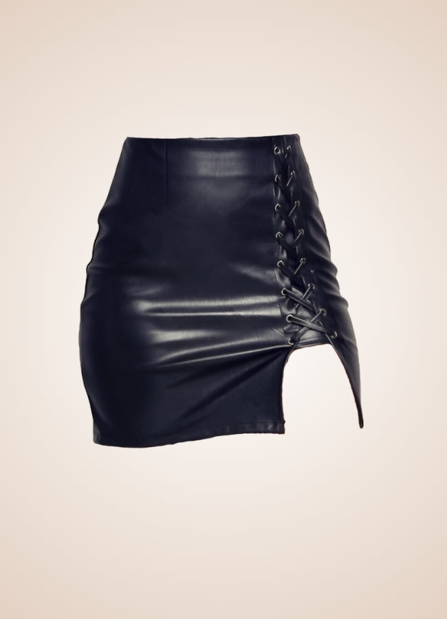 Gothic Leather Lace Mini Skirt - Steampunk Australia