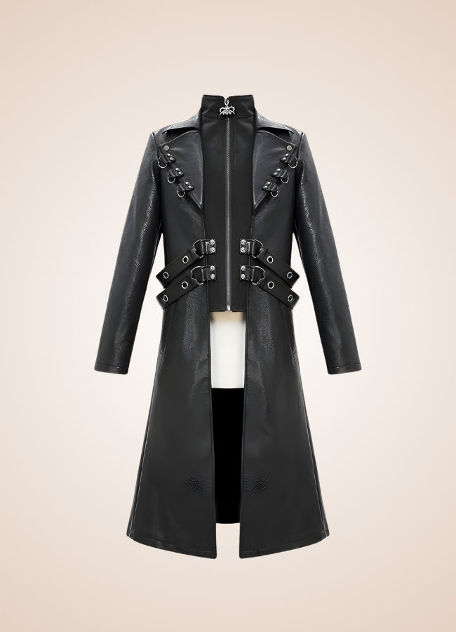 Gothic Leather Trench Coat - Steampunk Australia