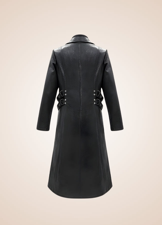 Gothic Leather Trench Coat - Steampunk Australia