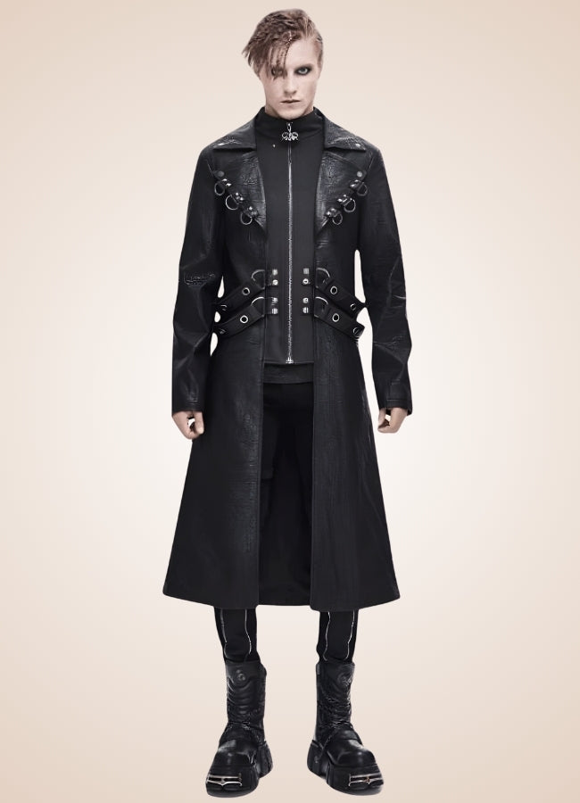 Gothic Leather Trench Coat - Steampunk Australia