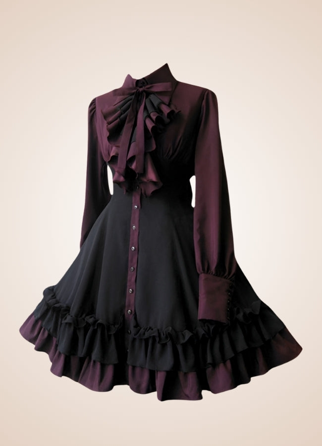 Gothic Medieval Burgundy Dress - Steampunk Australia