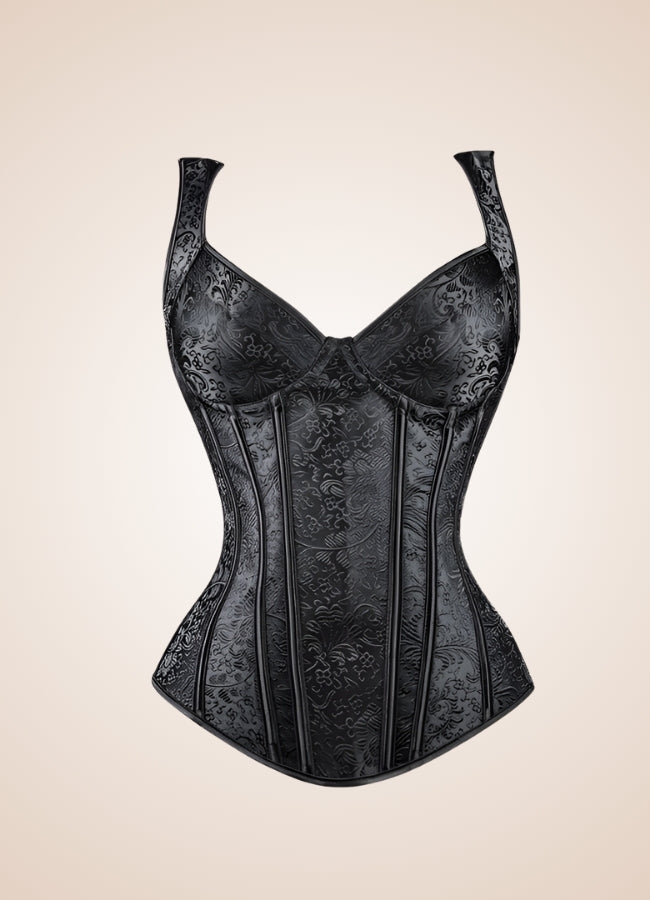 Gothic Paisley Pattern Strapped Corset - Steampunk Australia