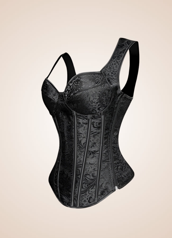 Gothic Paisley Pattern Strapped Corset - Steampunk Australia
