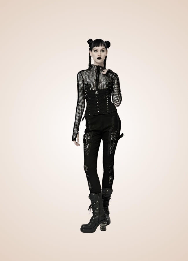 Gothic Punk Hollow Mesh Pants - Steampunk Australia