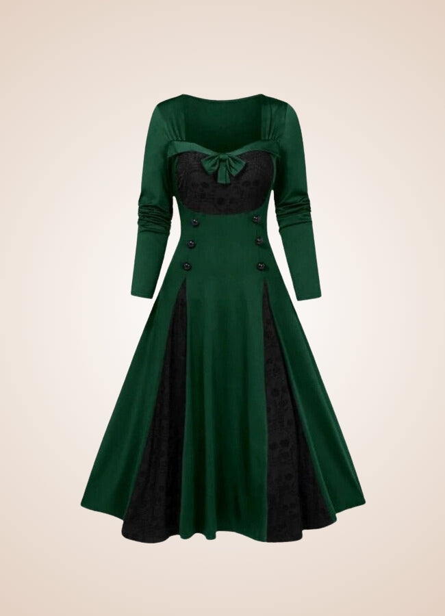 Gothic Skull Print Long Dress - Steampunk Australia
