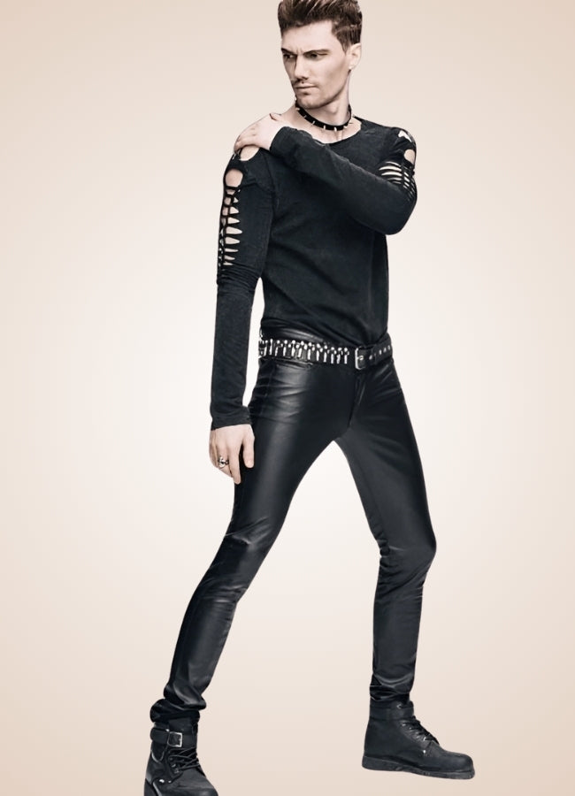 Gothic Slim Fit Leather Pants - Steampunk Australia