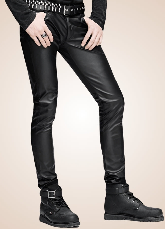Gothic Slim Fit Leather Pants - Steampunk Australia