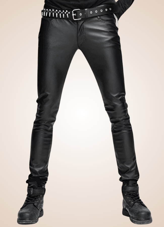 Gothic Slim Fit Leather Pants - Steampunk Australia