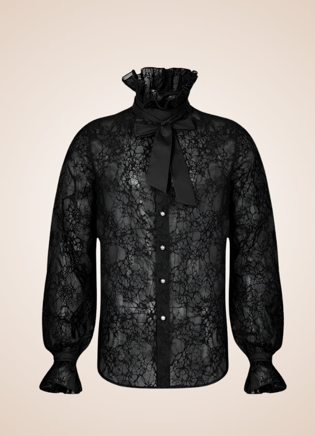 Gothic Steampunk Flounce Tie Shirt - Steampunk Australia