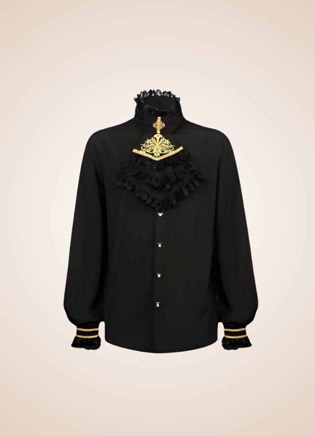 Gothic Vintage Black Shirt - Steampunk Australia