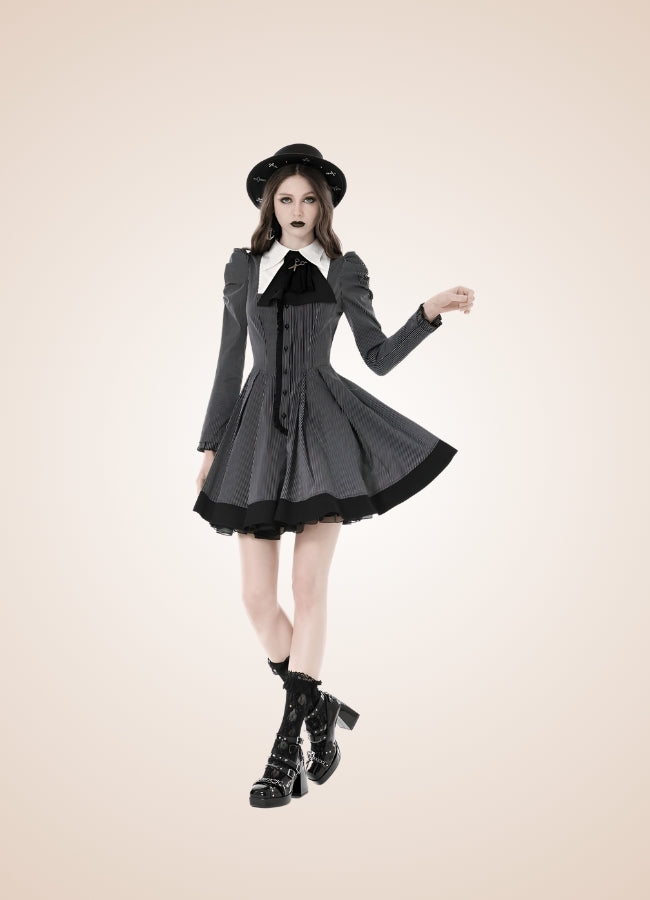 Gray Steampunk Ruffle Dress - Steampunk Australia