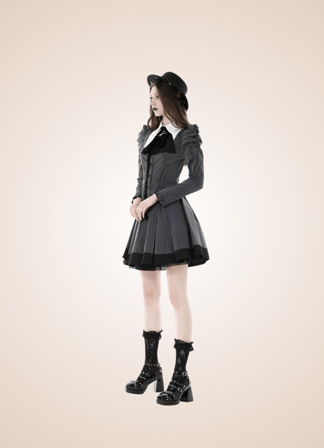 Gray Steampunk Ruffle Dress - Steampunk Australia