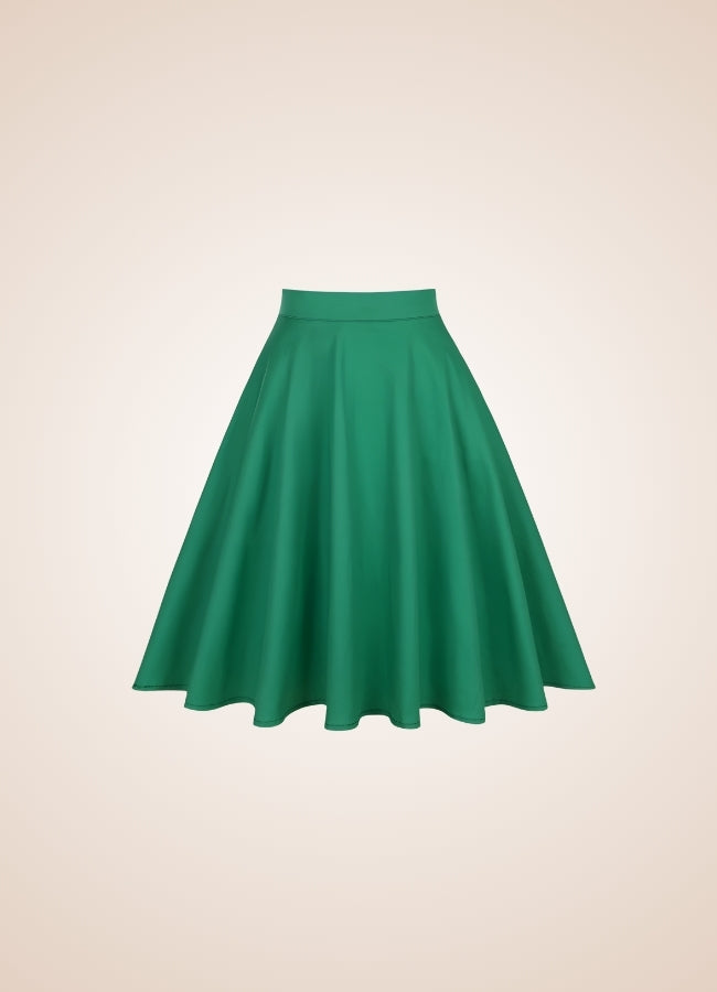 Green Retro Solid Color Skirt - Steampunk Australia