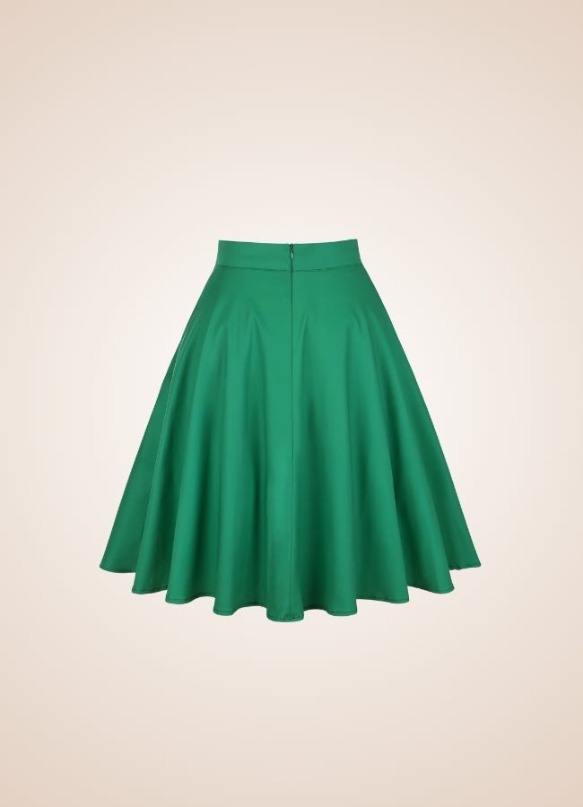 Green Retro Solid Color Skirt - Steampunk Australia