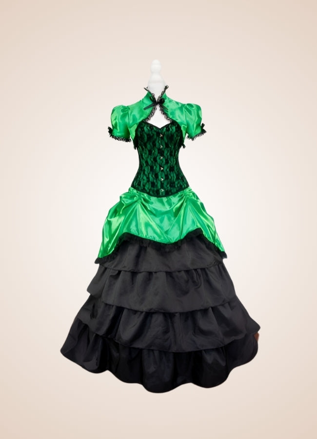 Green Steampunk Overbust Lace Dress - Steampunk Australia