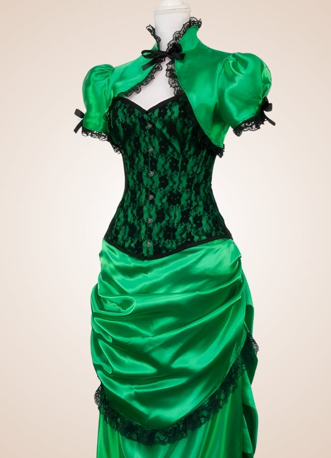 Green Steampunk Overbust Lace Dress - Steampunk Australia