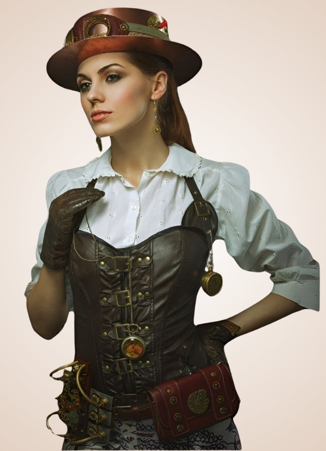 Leather And Straps Steampunk Corset - Steampunk Australia
