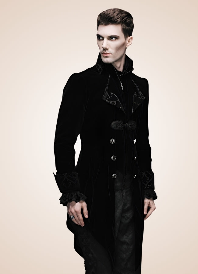 Men's Gothic Black Frock Coat - Steampunk Australia