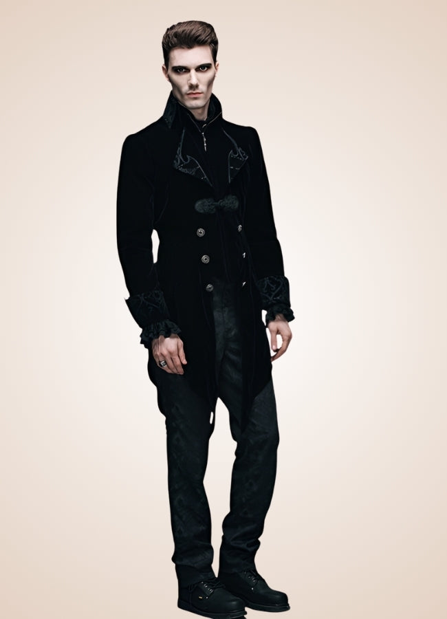 Men's Gothic Black Frock Coat - Steampunk Australia