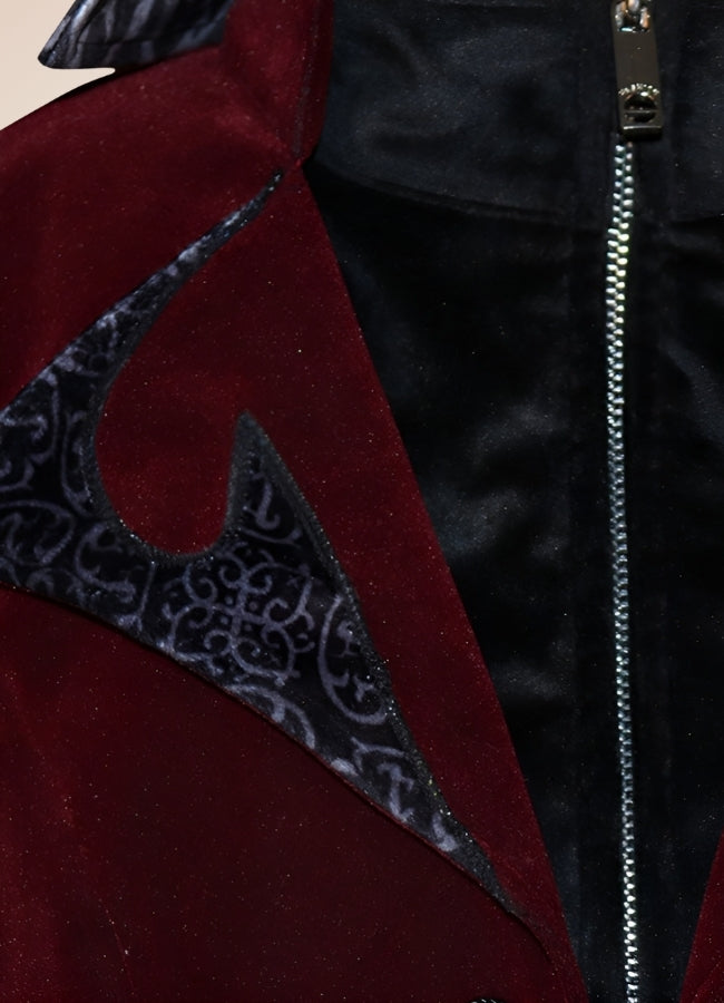 Men's Gothic Burgundy Frock Coat - Steampunk Australia