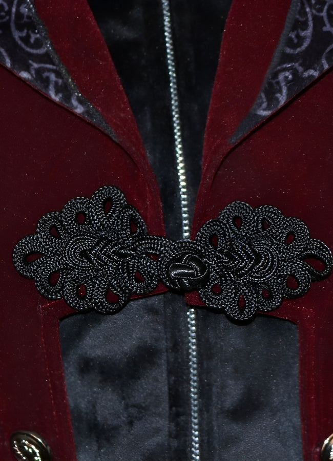 Men's Gothic Burgundy Frock Coat - Steampunk Australia