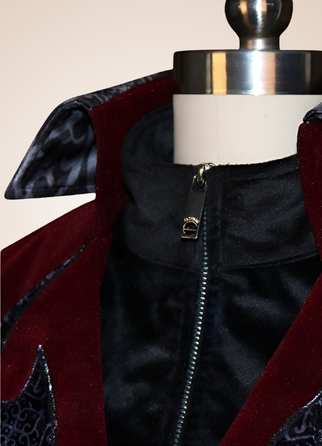 Men's Gothic Burgundy Frock Coat - Steampunk Australia