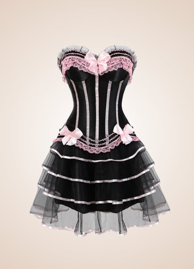 Pink Steampunk Overbust Lace Dress - Steampunk Australia