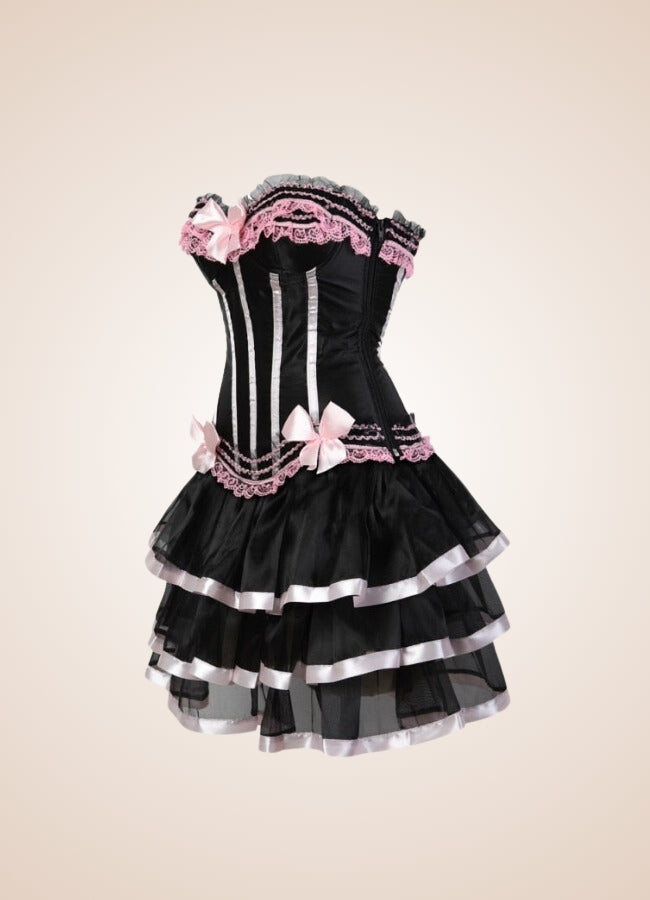 Pink Steampunk Overbust Lace Dress - Steampunk Australia