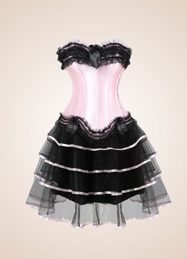 Pink Steampunk Overbust Lace Dress - Steampunk Australia