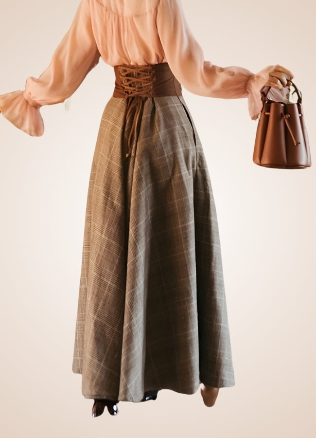 Plaid Long Steampunk Skirt - Steampunk Australia