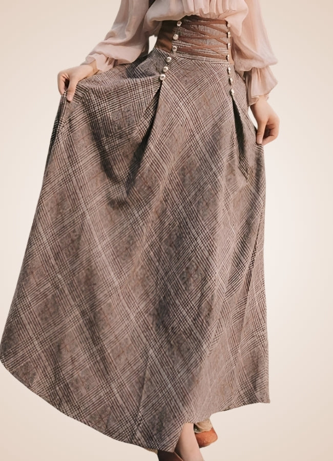 Plaid Long Steampunk Skirt - Steampunk Australia
