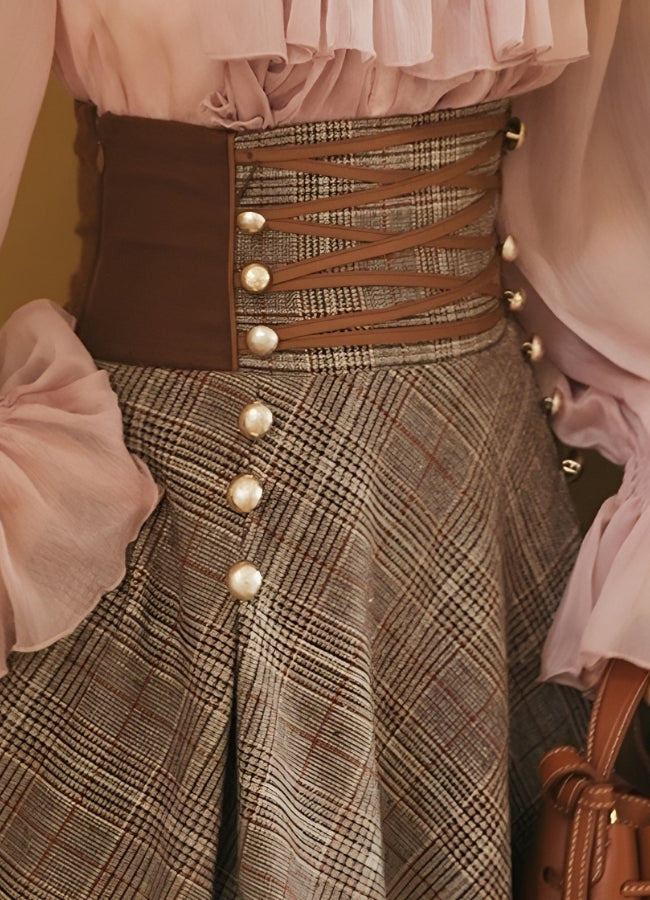 Plaid Long Steampunk Skirt - Steampunk Australia