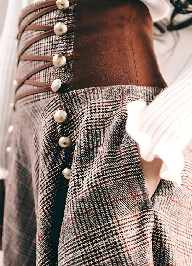 Plaid Long Steampunk Skirt - Steampunk Australia
