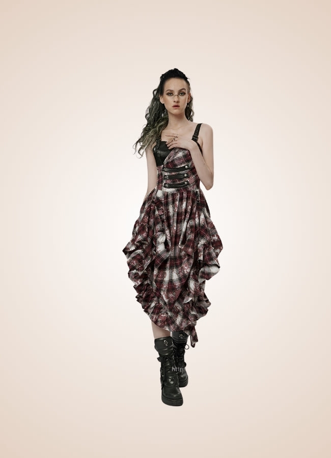 Plaid Retro Steampunk Dress - Steampunk Australia