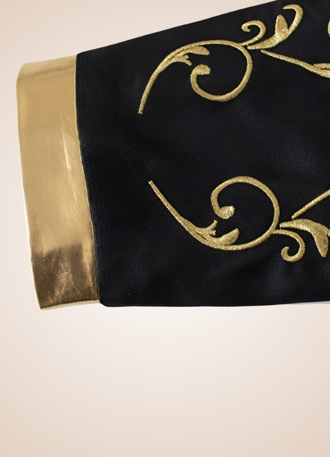 Prince Black Gold Jacket sleeve and floral patterns - Steampunk Australia