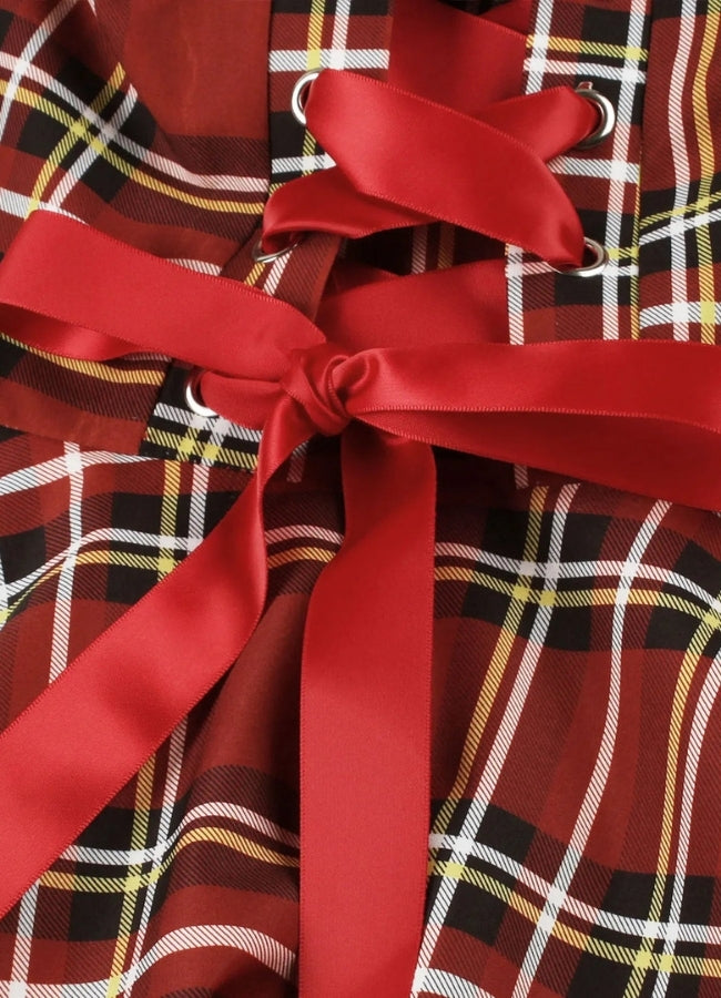 Red Plaid Steampunk Dress - Steampunk Australia