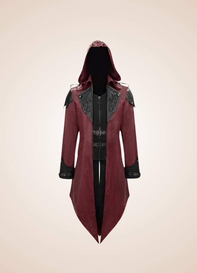 Red Punk Men's Frock Coat - Steampunk Australia
