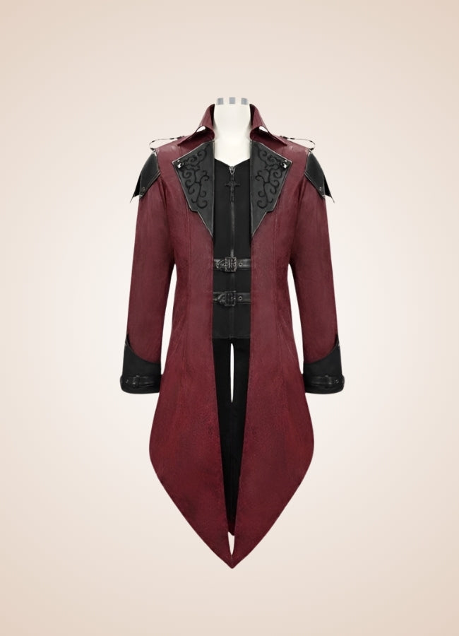 Red Punk Men's Frock Coat - Steampunk Australia