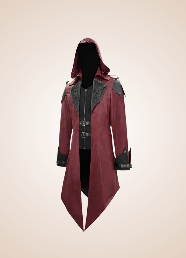 Red Punk Men's Frock Coat - Steampunk Australia