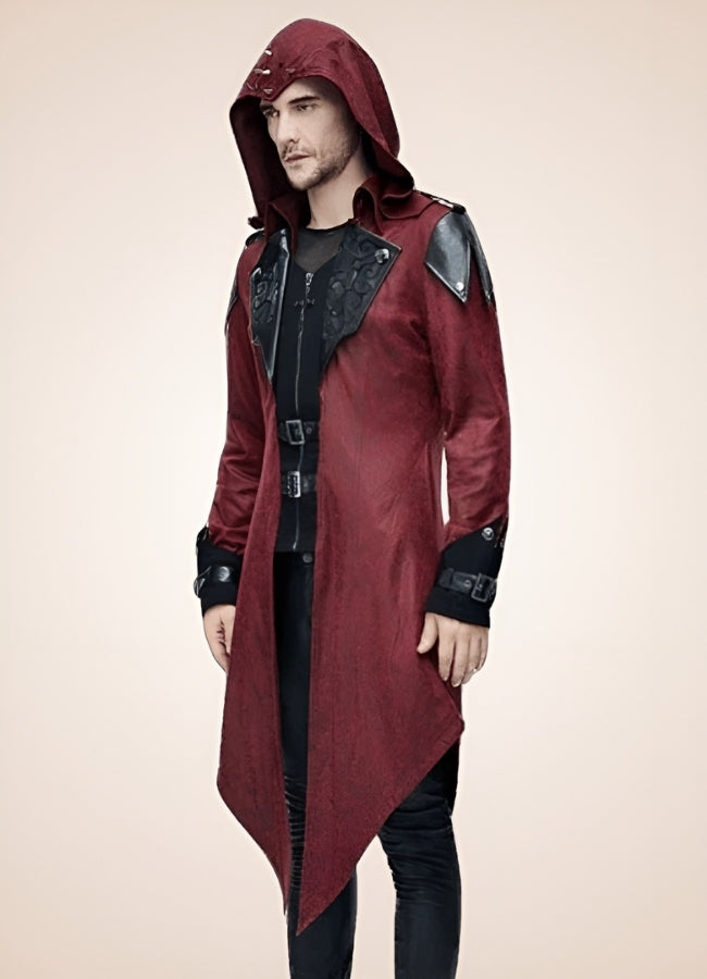 Red Punk Men's Frock Coat - Steampunk Australia