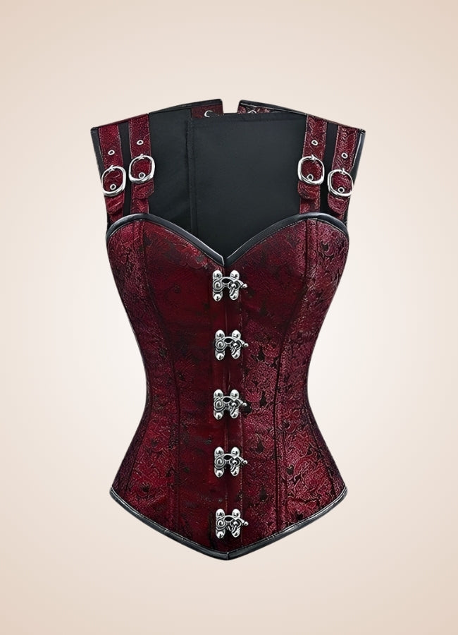 Red Steampunk Lace Up Corset - Steampunk Australia