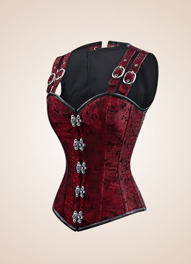 Red Steampunk Lace Up Corset - Steampunk Australia